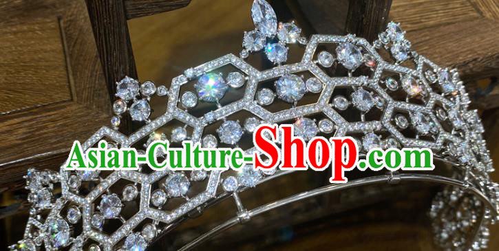 Top Handmade Wedding Zircon Royal Crown Bride Accessories Europe Princess Hair Jewelry