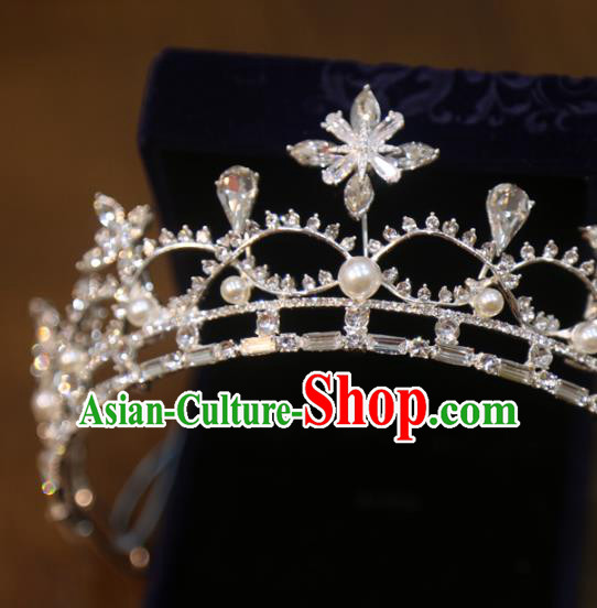 Top Handmade Bride Accessories Wedding Zircon Royal Crown Europe Princess Crystal Hair Jewelry