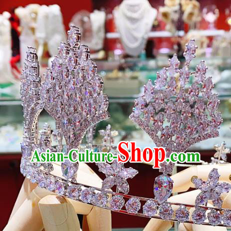 Top Europe Wedding Hair Accessories Princess Zircon Royal Crown Baroque Bride Hair Jewelry