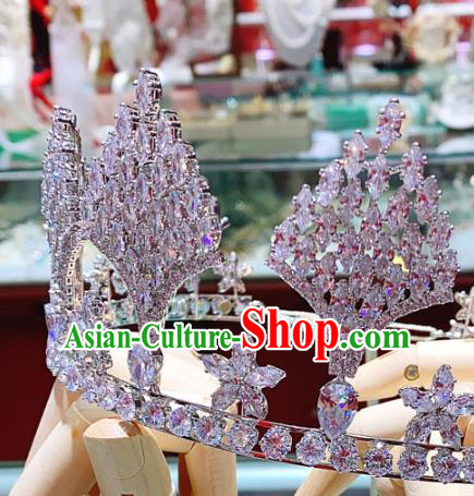 Top Europe Wedding Hair Accessories Princess Zircon Royal Crown Baroque Bride Hair Jewelry