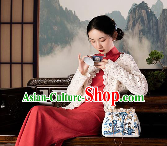 Republic of China Traditional Costume National Silk Cheongsam Mangenta Qipao Dress