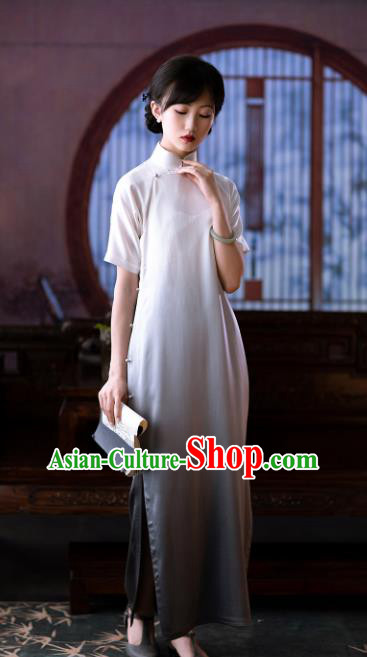 Chinese Traditional Qipao National Women Dress Classical Gradient Silk Cheongsam Costume