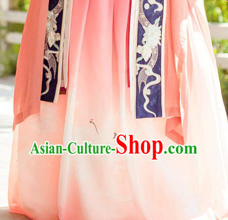 China Ancient Patrician Female Embroidered Hanfu Dress Traditional Song Dynasty Noble Lady Clothing