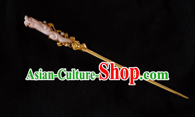 China Ming Dynasty Dragon Pattern Hair Stick Ancient Gilding Hairpins Empress Hair Accessories