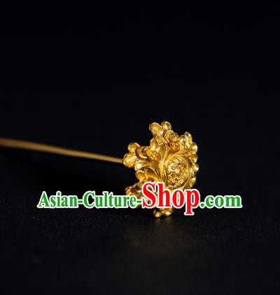 China Ming Dynasty Palace Hair Stick Ancient Gilding Peony Hairpins Court Empress Hair Accessories