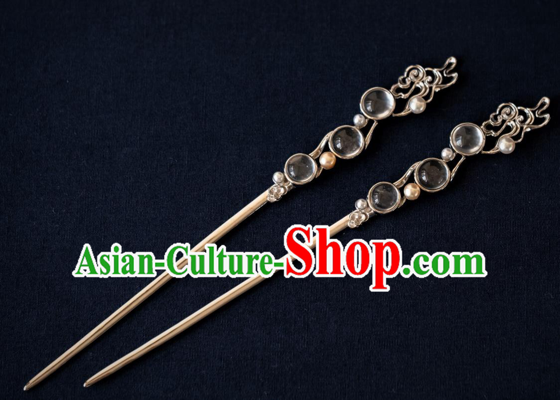 China Ancient Crystal Hair Stick Cloud Hair Accessories Traditional Tang Dynasty Hairpin