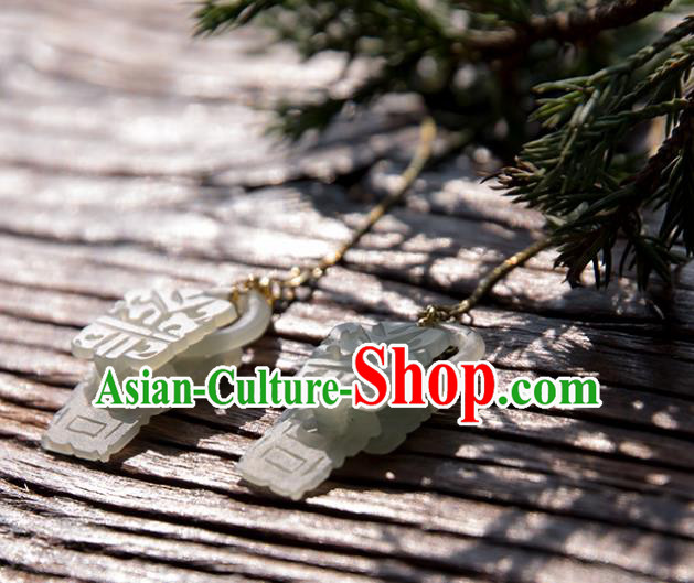 Chinese Classical Jade Earrings Traditional Handmade Ear Accessories