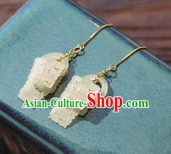 Chinese Classical Jade Earrings Traditional Handmade Ear Accessories