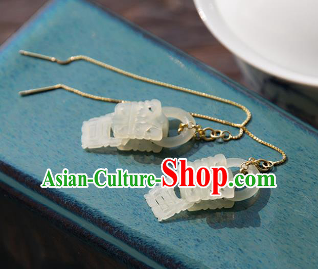 Chinese Classical Jade Earrings Traditional Handmade Ear Accessories