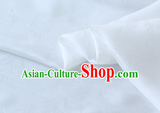 Chinese Traditional Bamboo Pattern Design White Silk Fabric Hanfu Cloth Asian Mulberry Silk Material