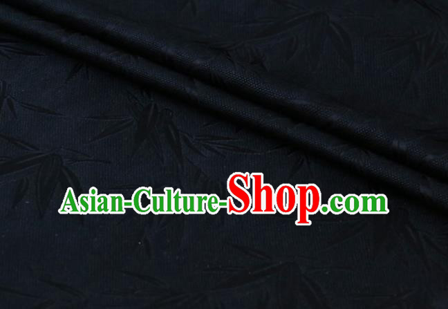 Asian Mulberry Silk Material Chinese Traditional Bamboo Pattern Design Black Silk Fabric Hanfu Cloth