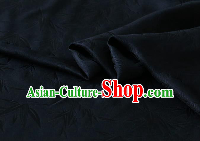 Asian Mulberry Silk Material Chinese Traditional Bamboo Pattern Design Black Silk Fabric Hanfu Cloth