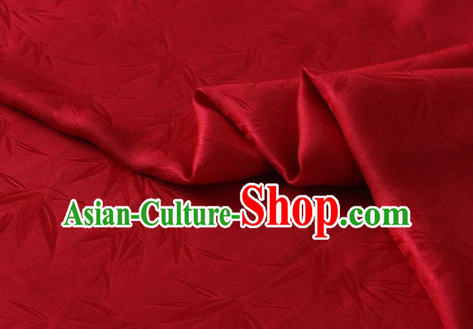 Asian Red Mulberry Silk Material Chinese Hanfu Cloth Traditional Bamboo Pattern Design Silk Fabric