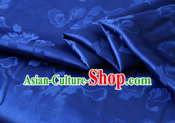 Asian Hanfu Royalblue Satin Cloth Chinese Traditional Pattern Design Mulberry Silk Fabric Silk Drapery