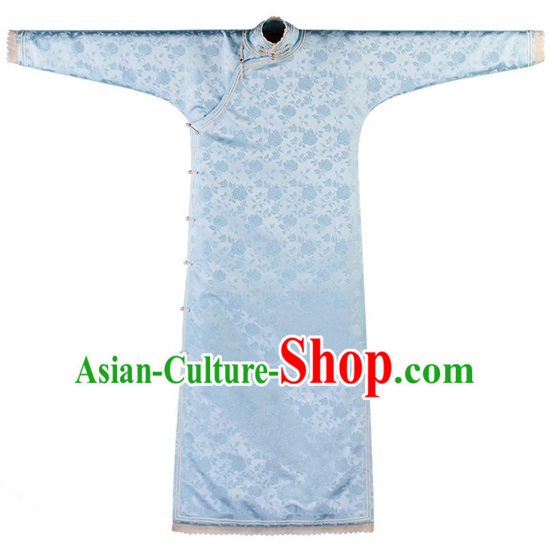 China Traditional Costume National Women Dress Classical Cheongsam Light Green Silk Qipao