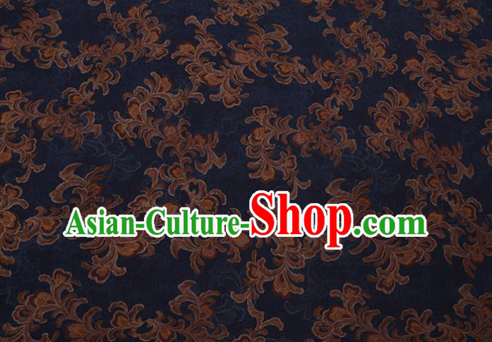 Asian Traditional Cheongsam Deep Blue Watered Gauze Fabric Chinese Classical Pattern Silk Drapery Cloth