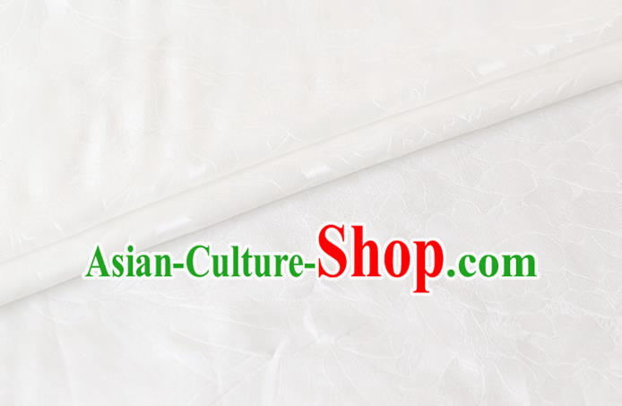 Traditional White Silk Drapery Chinese Cheongsam Classical Royal Peony Pattern Cloth Satin Fabric