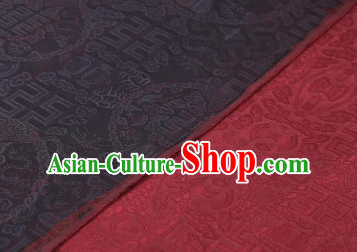 Chinese Traditional Cheongsam Cloth Weave Satin Fabric Classical Auspicious Pattern Rust Red Silk Drapery
