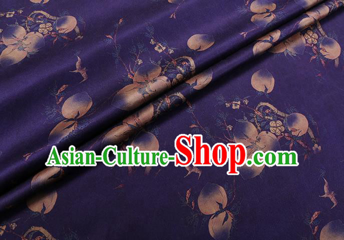 Chinese Classical Peach Pattern Purple Silk Fabric Traditional Watered Gauze Cheongsam Gambiered Guangdong Silk