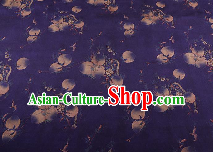 Chinese Classical Peach Pattern Purple Silk Fabric Traditional Watered Gauze Cheongsam Gambiered Guangdong Silk