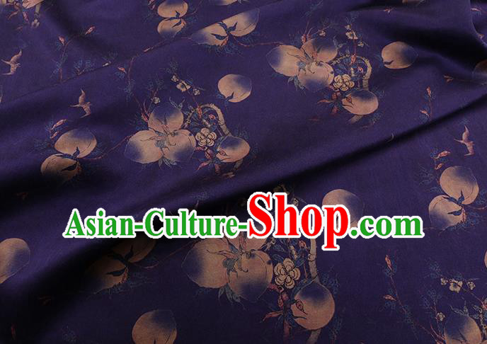 Chinese Classical Peach Pattern Purple Silk Fabric Traditional Watered Gauze Cheongsam Gambiered Guangdong Silk