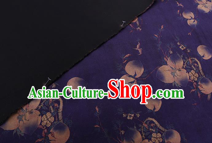 Chinese Classical Peach Pattern Purple Silk Fabric Traditional Watered Gauze Cheongsam Gambiered Guangdong Silk