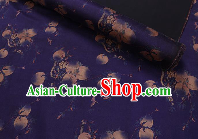 Chinese Classical Peach Pattern Purple Silk Fabric Traditional Watered Gauze Cheongsam Gambiered Guangdong Silk