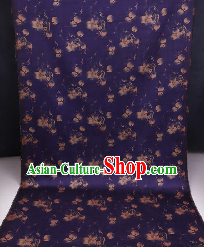 Chinese Classical Peach Pattern Purple Silk Fabric Traditional Watered Gauze Cheongsam Gambiered Guangdong Silk