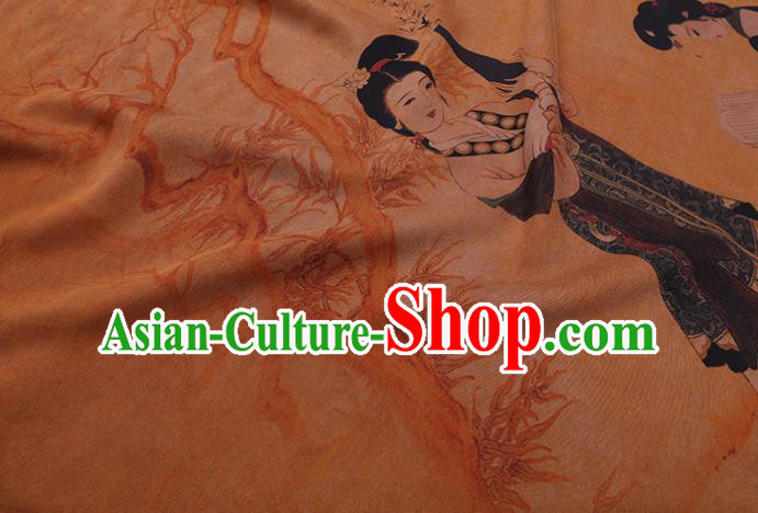 China Classical Palace Beauty Pattern Silk Fabric Traditional Cheongsam Cloth Watered Gauze