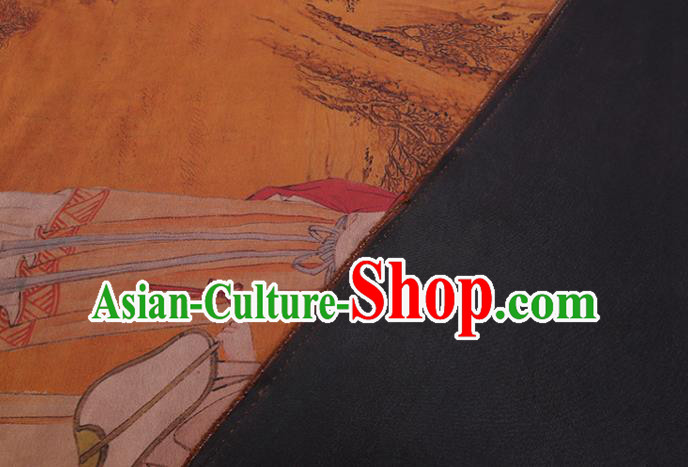 China Watered Gauze Traditional Cheongsam Cloth Classical Palace Lady Pattern Orange Silk Fabric