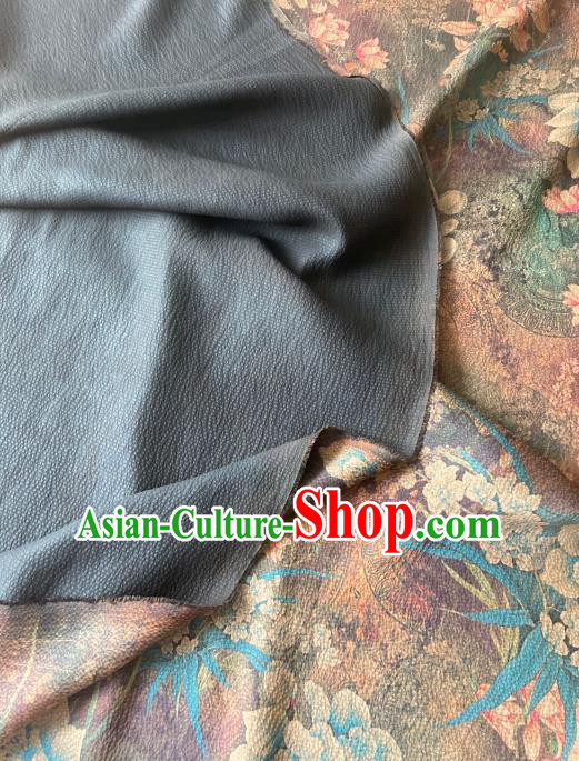 Chinese Traditional Cheongsam Purple Watered Gauze Fabric Classical Yulan Magnolia Pattern Gambiered Guangdong Silk