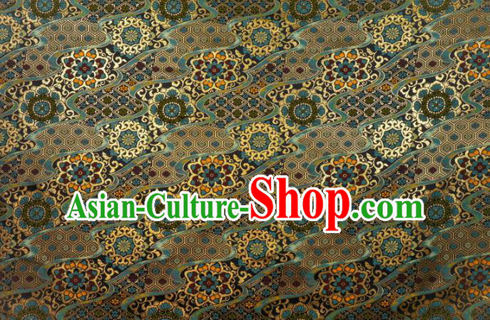 Japanese Traditional Pattern Design Black Brocade Nishijin Tapestry Satin Asian Kimono Fabric