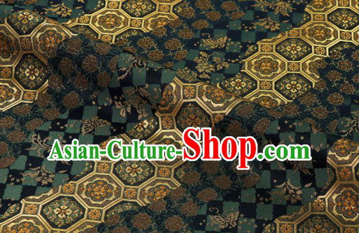 Japanese Traditional Sakura Pattern Design Brocade Nishijin Tapestry Satin Asian Kimono Black Fabric