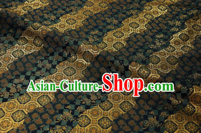 Japanese Traditional Sakura Pattern Design Brocade Nishijin Tapestry Satin Asian Kimono Black Fabric