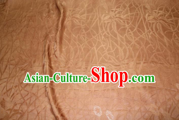 Chinese Classical Grass Pattern Silk Drapery Traditional Cheongsam Fabric Ginger Gambiered Guangdong Gauze