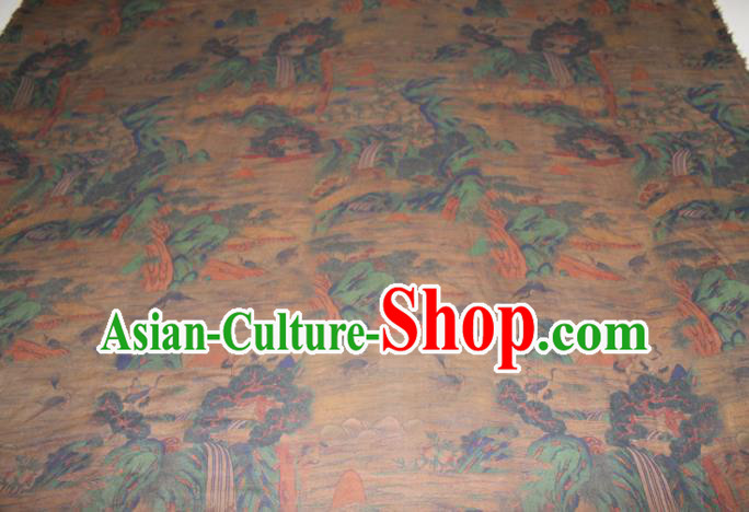 Chinese Cheongsam Red Satin Fabric Traditional Gambiered Guangdong Gauze Classical Lantern Pattern Silk Drapery