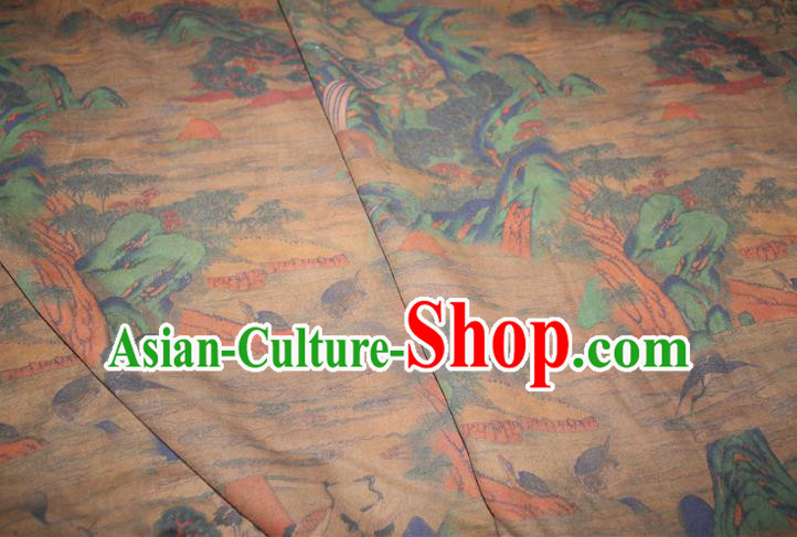 Chinese Cheongsam Red Satin Fabric Traditional Gambiered Guangdong Gauze Classical Lantern Pattern Silk Drapery