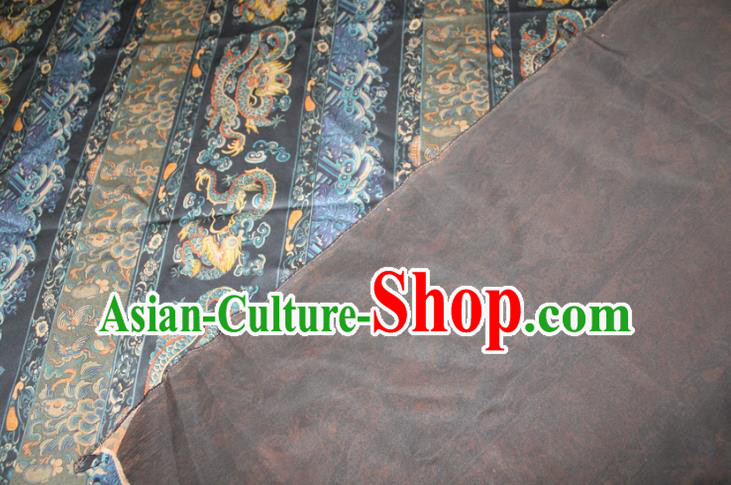 Chinese Classical Dragon Pattern Silk Drapery Traditional Cheongsam Gambiered Guangdong Gauze Navy Silk Fabric