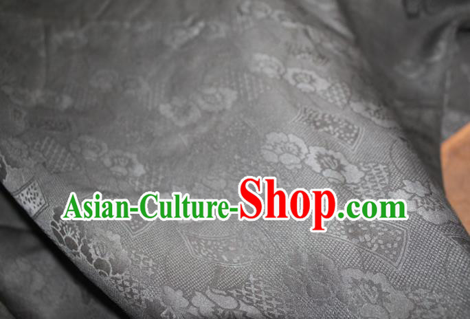 Chinese Black Silk Fabric Classical Flowers Pattern Silk Drapery Traditional Cheongsam Gambiered Guangdong Gauze