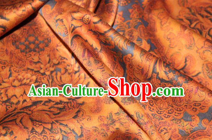 Chinese Classical Pattern Yellow Silk Drapery Traditional Cheongsam Gambiered Guangdong Gauze Silk Fabric