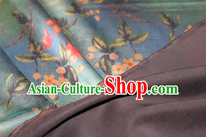 Chinese Cheongsam Classical Flowers Pattern Silk Drapery Traditional Fabric Blue Gambiered Guangdong Gauze