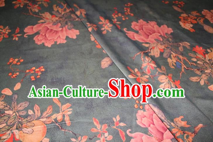 Chinese Traditional Cheongsam Classical Peony Pattern Silk Drapery Atrovirens Gambiered Guangdong Gauze Fabric