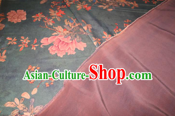 Chinese Traditional Cheongsam Classical Peony Pattern Silk Drapery Atrovirens Gambiered Guangdong Gauze Fabric