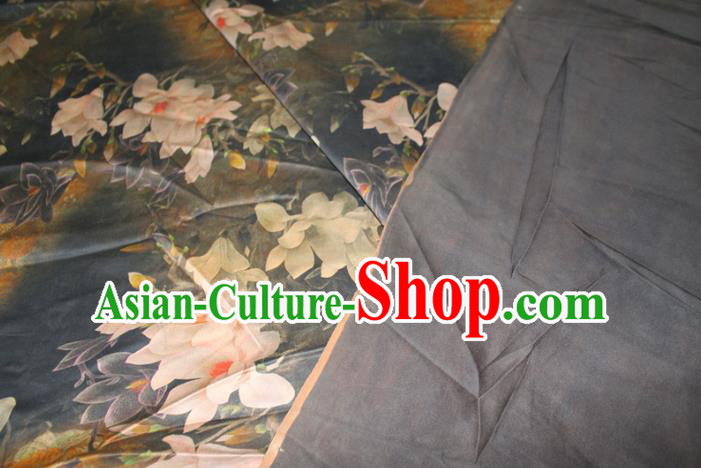 Chinese Classical Mangnolia Pattern Silk Drapery Traditional Cheongsam Gambiered Guangdong Gauze Fabric