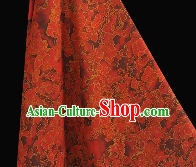 Chinese Classical Clouds Pattern Silk Drapery Traditional Gambiered Guangdong Gauze Cheongsam Red Satin Fabric