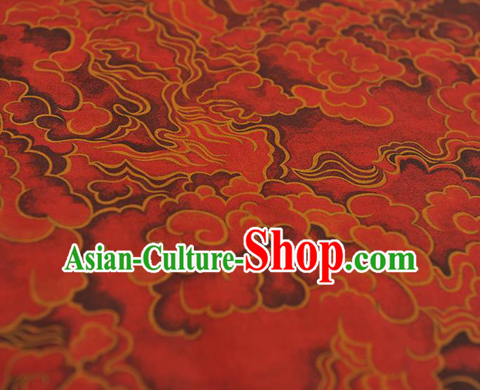 Chinese Classical Clouds Pattern Silk Drapery Traditional Gambiered Guangdong Gauze Cheongsam Red Satin Fabric