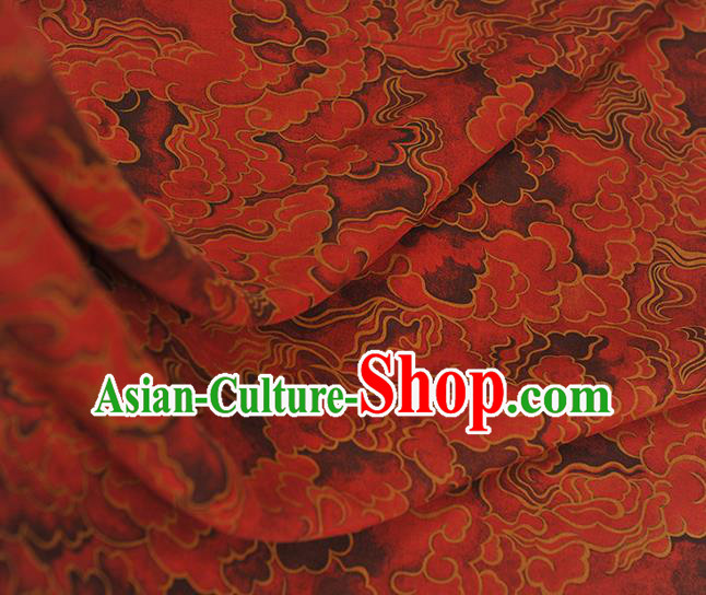 Chinese Classical Clouds Pattern Silk Drapery Traditional Gambiered Guangdong Gauze Cheongsam Red Satin Fabric