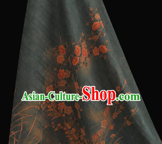 China Classical Jasmine Pattern Silk Fabric Cheongsam Cloth Traditional Jacquard Strovirens Satin