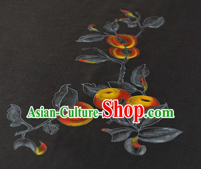 China Jacquard Satin Traditional Cheongsam Cloth Classical Printing Persimmon Pattern Black Silk Fabric