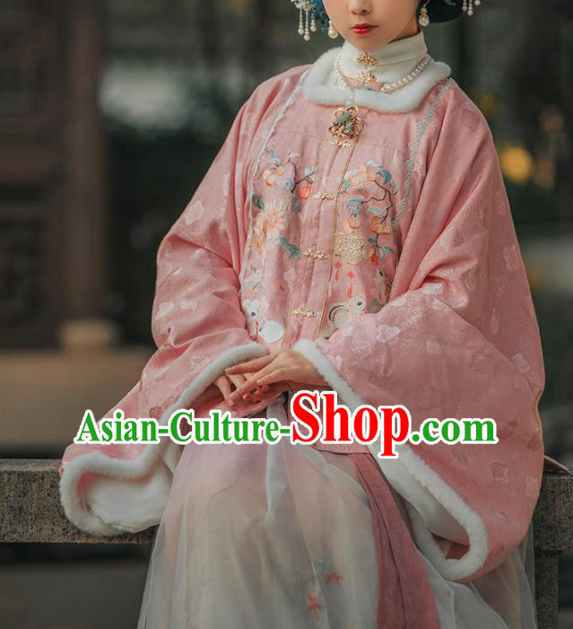 Ancient China Imperial Mistress Historical Clothing Traditional Hanfu Ming Dynasty Court Woman Noble Countess Winter Costumes